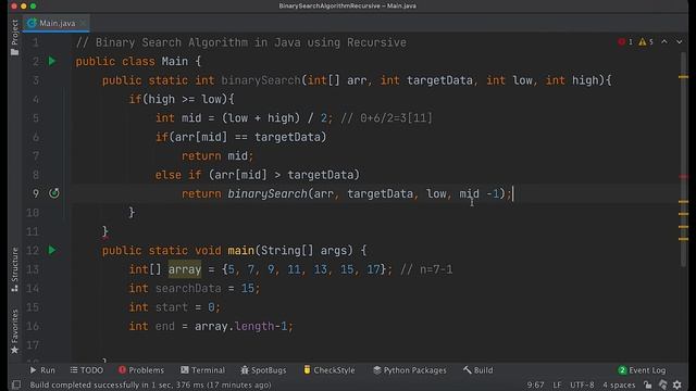 Java Binary Search Algorithm using Recursive смотреть онлайн
