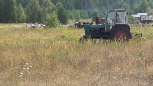 сенокос юмз косит траву  с навесной косилкой крн-2.1 сегментная
