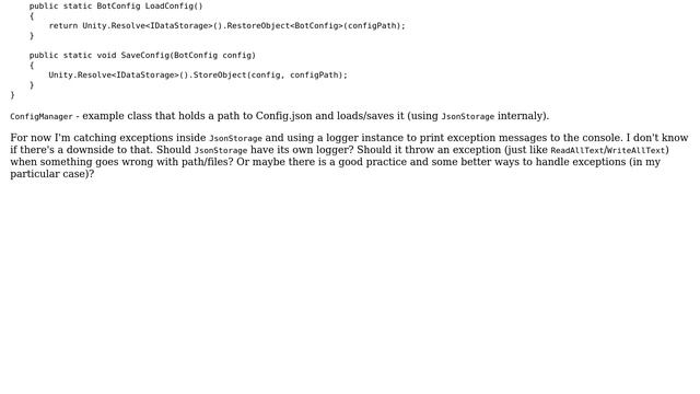 Code Review: Should my Json storage handle exceptions? смотреть онлайн