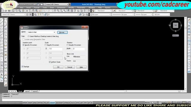 How to Convert AutoCAD Meter Drawing into INCH & Feet Drawing | CAD CAREER смотреть онлайн