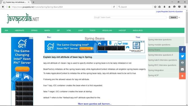 Explain lazy-init attribute of bean tag in Spring.
| javapedia.net смотреть онлайн
