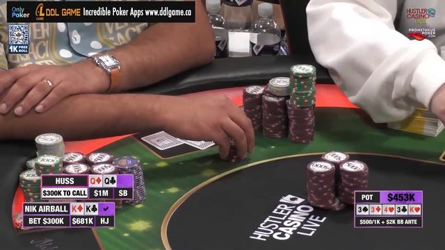 Nik Airball Has No Idea How Strong Huss Is After $300K River Bet смотреть онлайн