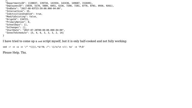 Using sed to compact JSON arrays смотреть онлайн