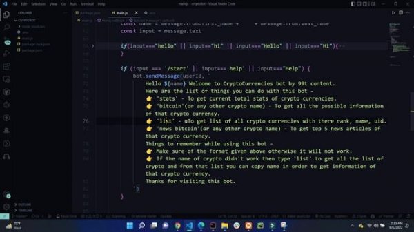 Build and Deploy Cryptocurrency Telegram Bot | Node, Express, Rapid API, Telegram API