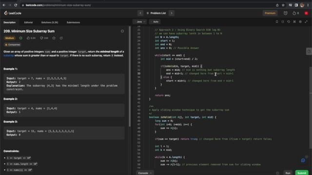Minimum Size Subarray Sum | Binary Search | Problem Solving | LeetCode | InterviewBit | GFG смотреть онлайн