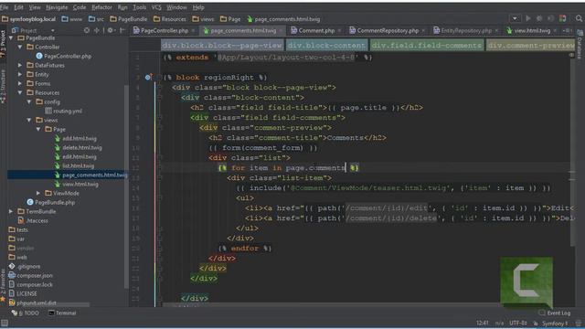 Выводим список комметов для страницы - (Symfony 3 - Blog #19 ) смотреть онлайн