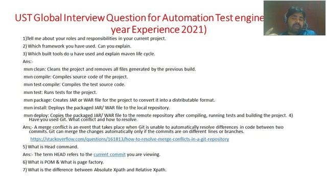 UST Global Interview Question for Automation Test engineer (2 to 5 year Experience 2021) смотреть онлайн
