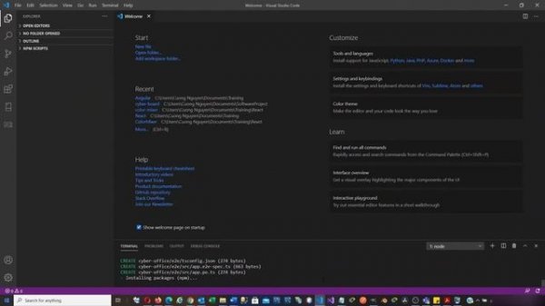 Create Angular project in Visual Studio Code