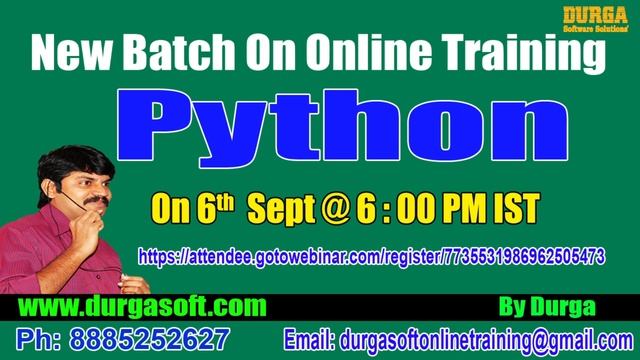 Python Online Training On 6th Sept @ 6:00 PM IST by Durga sir смотреть онлайн