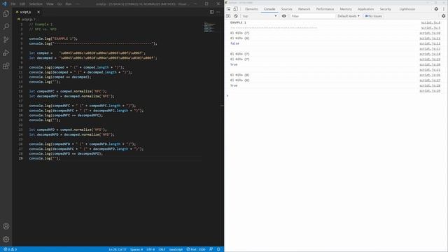 Javascript Basics · String · normalize() (method) смотреть онлайн