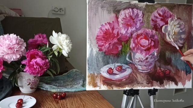 Пионы маслом смотреть онлайн
