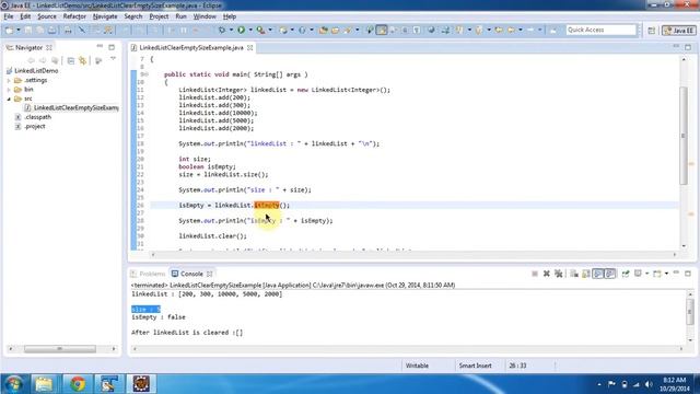 How to use clear(), isEmpty() and size() method of the LinkedList? | LinkedList (Clear|Empty|Size) смотреть онлайн