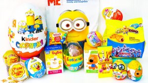 Набрала 15 ЖЕЛТЫХ СЮРПРИЗОВ Миньоны, СКРЕПЫШИ, Киндеры, Губка БОБ