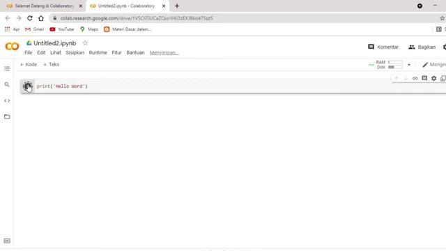menjalankan program python (hello word) pada jupyter notebook dan google colab | Kecerdasan Buatan смотреть онлайн
