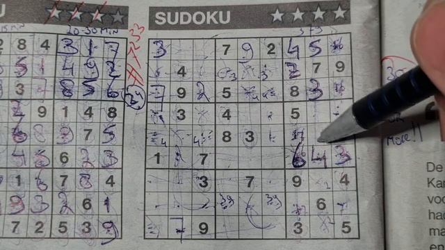 (#7233) Sunday. Four Stars Sudoku Puzzle. Bonus Extra Edition. 10-08-2023 Extra Part 2 Of 4