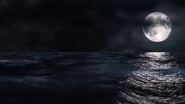 Ночной океан при свете луны. смотреть онлайн