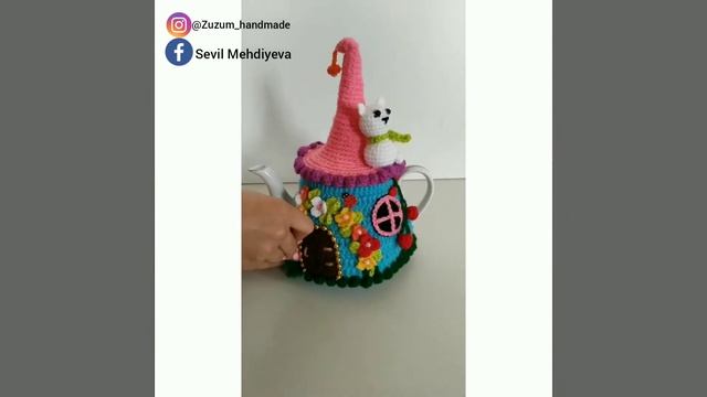 Вязанный грелка домик для чайника. смотреть онлайн
