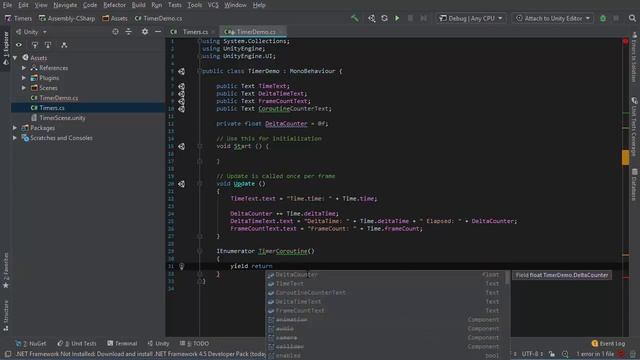 Unity: Timers and Coroutines смотреть онлайн