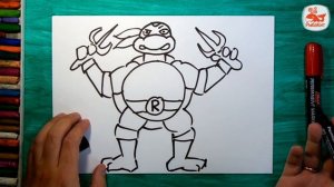Как нарисовать Черепашку Ниндзя Рафаэля, How to draw ninja turtles Raphael