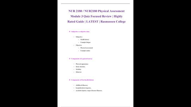 nur 2180 nur2180 physical assessment module 3 quiz focused review highly rated guide latest rasmuss смотреть онлайн