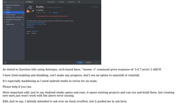 Can't create new project after update to android studio 3.4. Arch based Antergos Linux смотреть онлайн