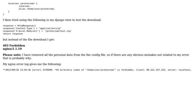 Getting a "403 access denied" error instead of serving file (using django, gunicorn nginx) смотреть онлайн