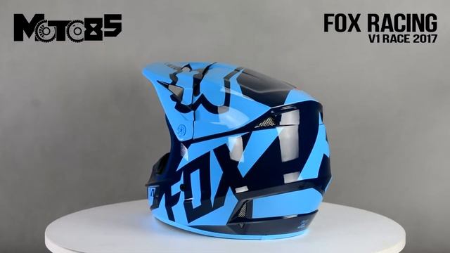 Fox Racing V1 Race 2017 шлем кроссовый, сине-голубой смотреть онлайн