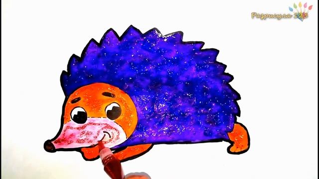 Ёжик раскраска для детей/Как нарисовать ежика/Рисование карандашом поэтапно/Легкие рисунки гуашью смотреть онлайн