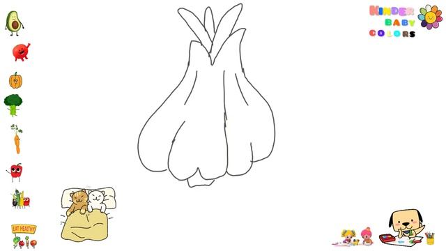 how my child draws garlic, video for kids drawing tutorial video смотреть онлайн