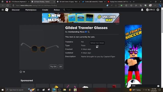 Sniping Gilded Traveler Glasses Free Ugc Limited On Roblox смотреть онлайн