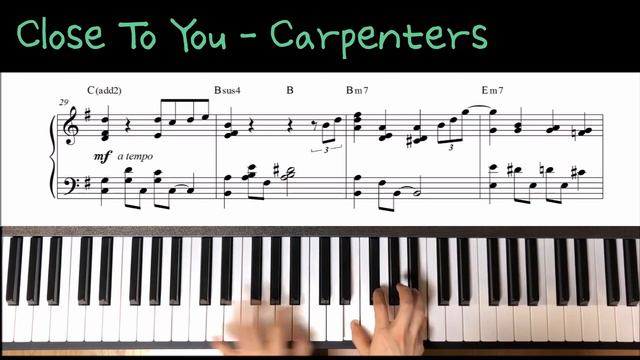 Close to you / Solo Piano Reharmonization & jazz voicing 리하모니제이션 & 재즈 보이싱 Piano sheet music 피아노 악보 смотреть онлайн