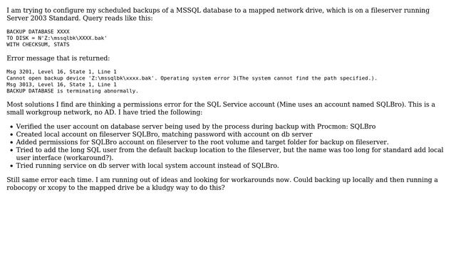 DevOps & SysAdmins: SQL Server remote backup query fails "cannot open the backup device" смотреть онлайн