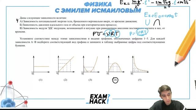 Даны следующие зависимости величин: А) Зависимость потенциальной энергии тела, брошенного - №28591 смотреть онлайн