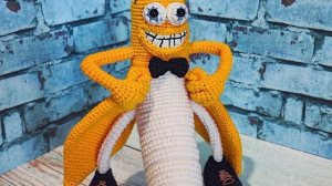 Банан-Хулиган (Вязаные игрушки, игрушка прикол, вязаный банан)