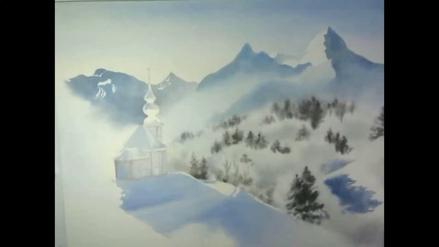 Mountain Church Watercolor tutorial speedpaint - Церковь в горах акварелью Уроки рисования. Акварел смотреть онлайн