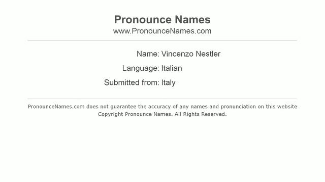How to pronounce Vincenzo Nestler (Italian/Italy) - PronounceNames.com смотреть онлайн