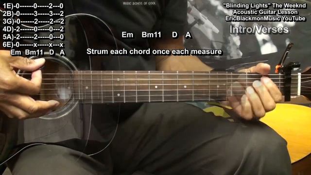 Blinding Lights The Weeknd Acoustic Guitar Lesson - 4 Chords @EricBlackmonGuitar смотреть онлайн