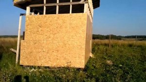 Каркасный дачный домик. Обшивка стен ОСБ.