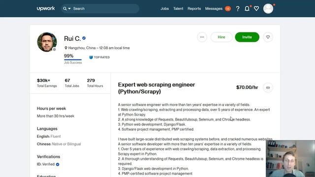 $70/h on Upwork in Python Web Scraping ... to Keith & Anqi & Chris смотреть онлайн
