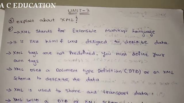 Explain about XML ? | Complete Notes | web technology | A C EDUCATION смотреть онлайн