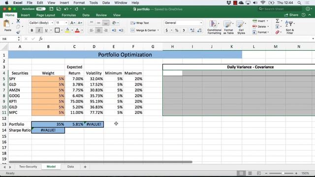 Portfolio Optimization Seven Security Example with Excel Solver смотреть онлайн