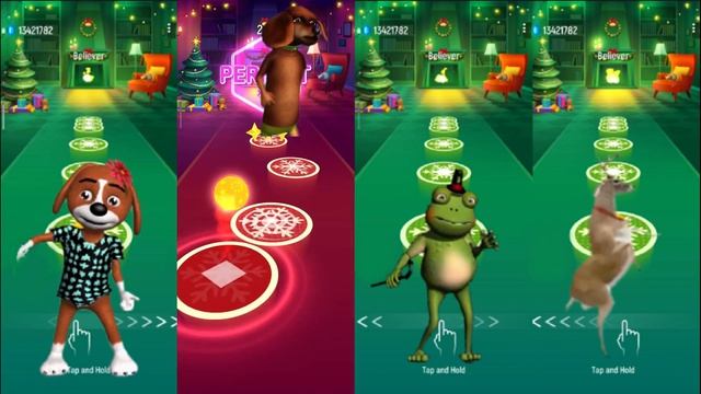 Tiles Hop EDM Rush | Crazy frog against the dog and deer. смотреть онлайн