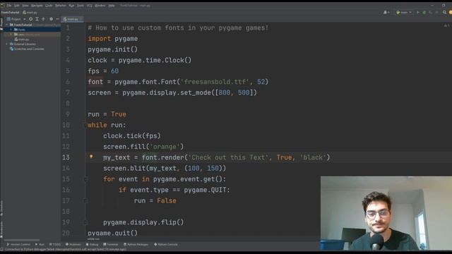 How to use Custom Fonts and Text in Python Games! Pygame Font Rendering Tutorial! смотреть онлайн