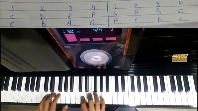 C Major Scale - 1 Note and 2 Note Per Beat with metronome - 50 BPM | contact for piano classes смотреть онлайн
