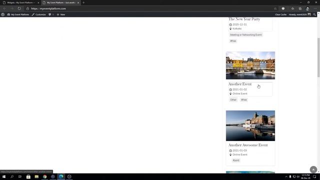 WordPress Recent Event Widgets | Event Widget