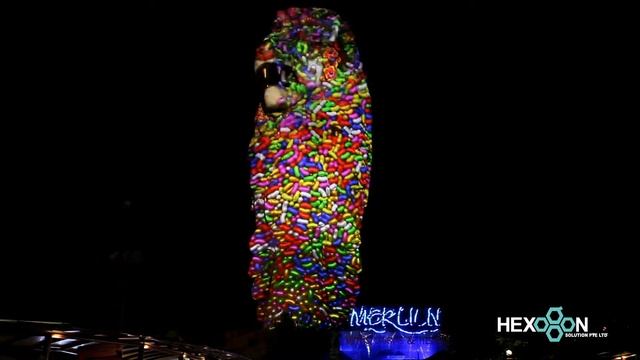 Christmas Magic With 3D Mapping Projection Show On The 37-metre Tall Merlion