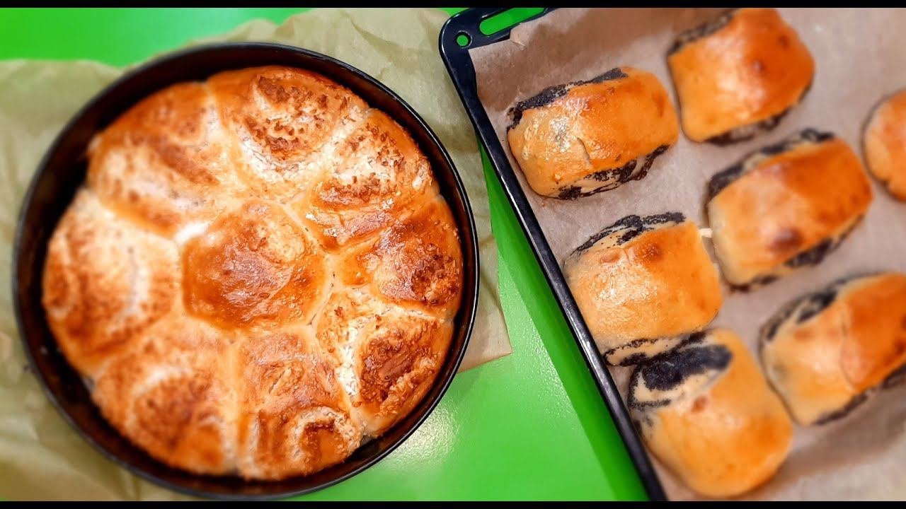 Мягкие и румяные булочки на кислом молоке. Плюс два варианта удачной начинки. смотреть онлайн