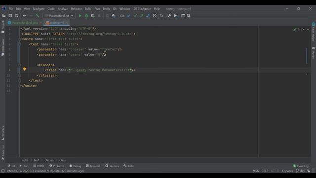 TestNG для QA Auto. Параметризация тестов с помощью @Parameters смотреть онлайн
