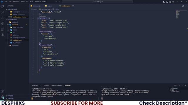 Setup and Install React - Chat App using Django Restframework and React| EP 9 | Desphixs™ смотреть онлайн