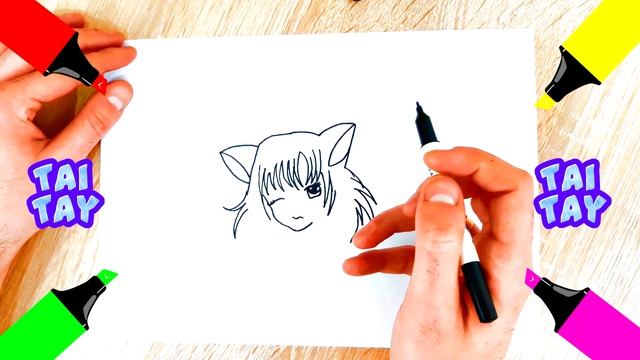 Как нарисовать АНИМЕ. Девушка кошка смотреть онлайн